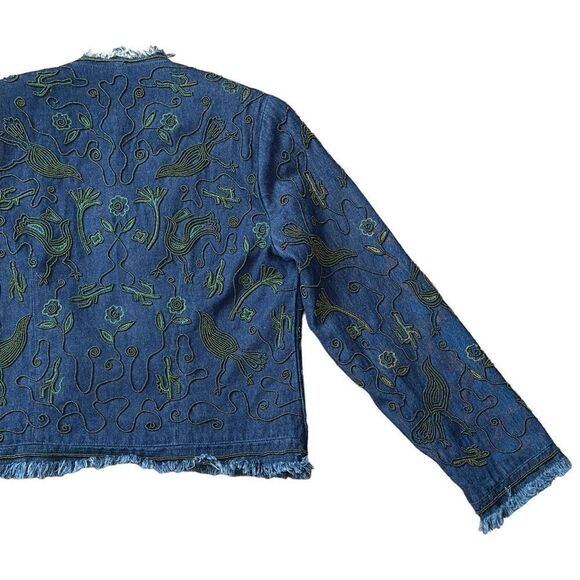 Double D Ranch Beaded Fringed Open Denim Jacket SMALL - Picture 7 of 16